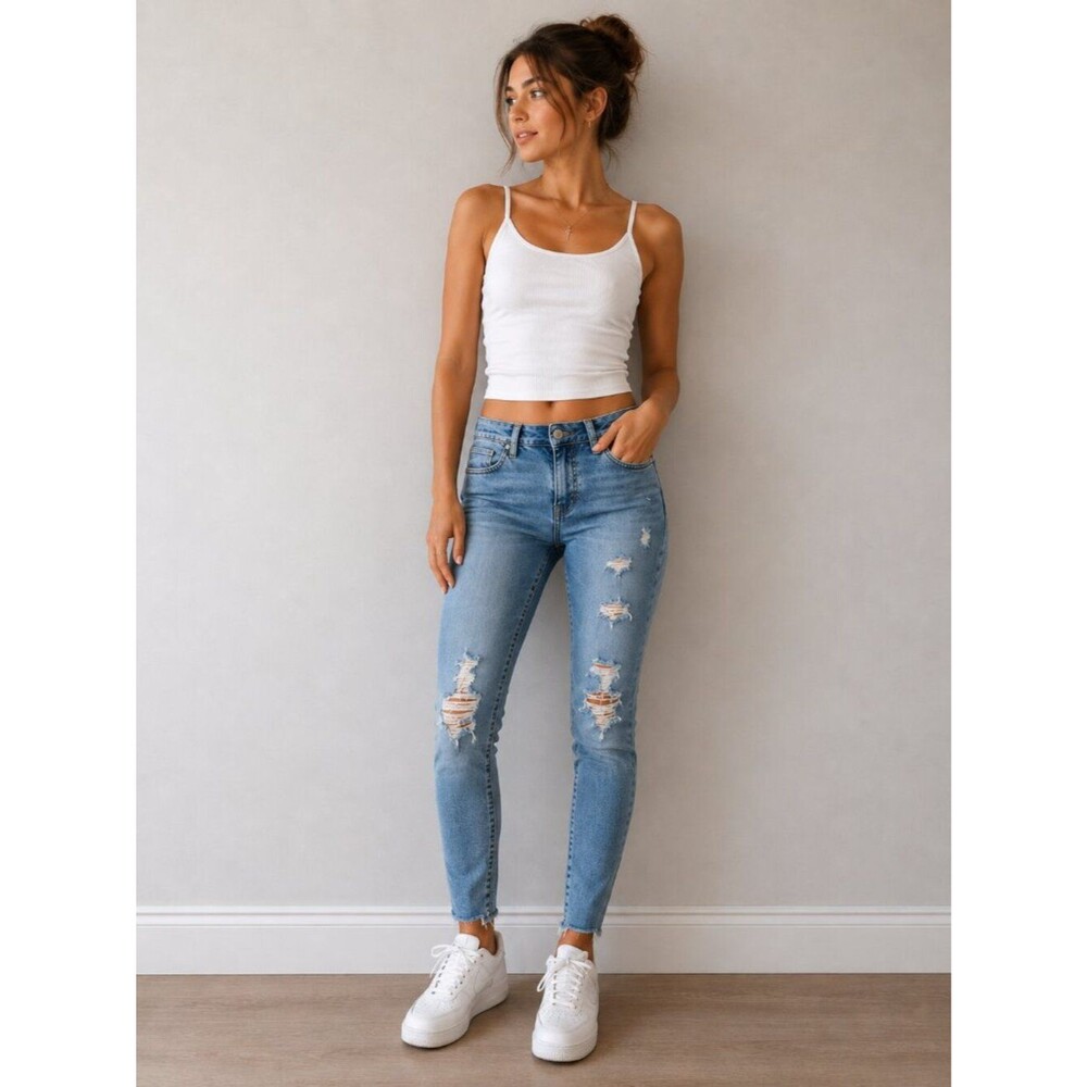 Levi’s 26 Distressed Skinny Jeans Women Light Wash High Rise Stretch Denim
